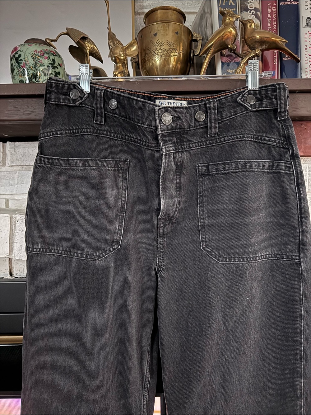 Free People Faded Black patch pocket Jeans NEW NEVER WORN